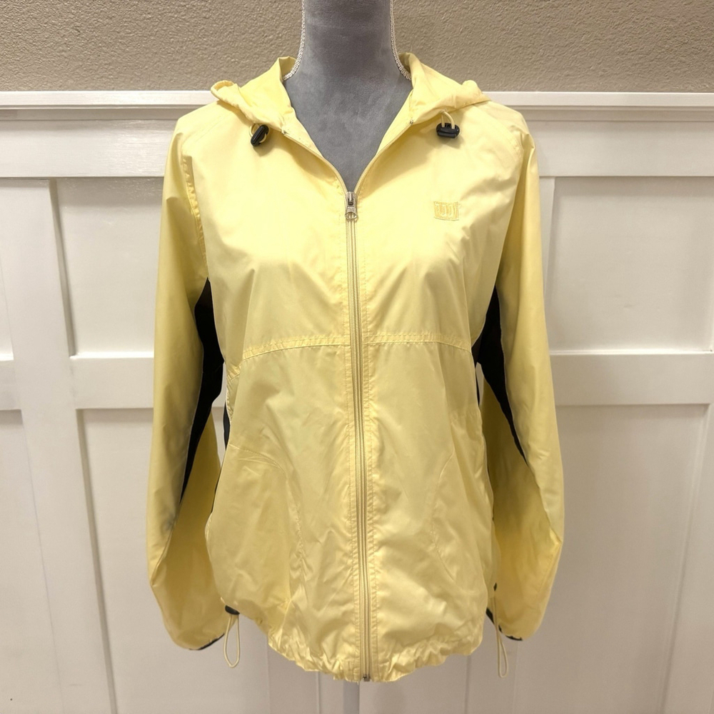 Wilson Windbreaker Jacket Size: L Women Yellow Lined Hoodie 90s Y2K Casual